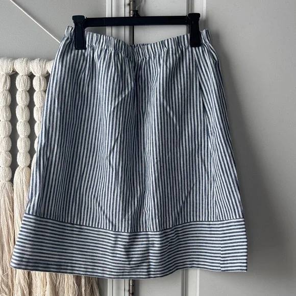 NWOT j crew linen blend striped navy skirt size small midi - Picture 2 of 4